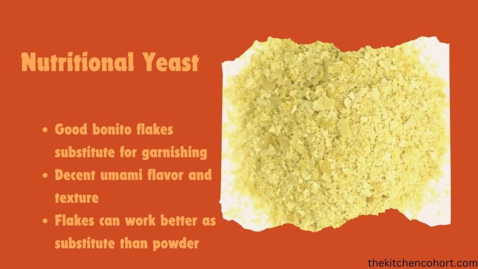 Nutritional yeast as a garnish substitute for bonito flakes