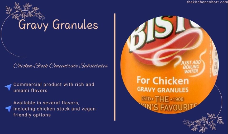 Gravy granules as chicken stock concentrate replacement in recipes