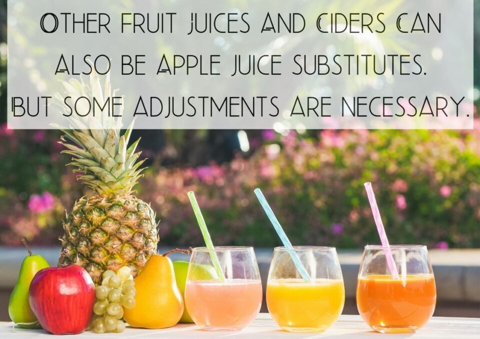 Other fruit juices for apple juice substitute - pear_citrus fruits_pineapple