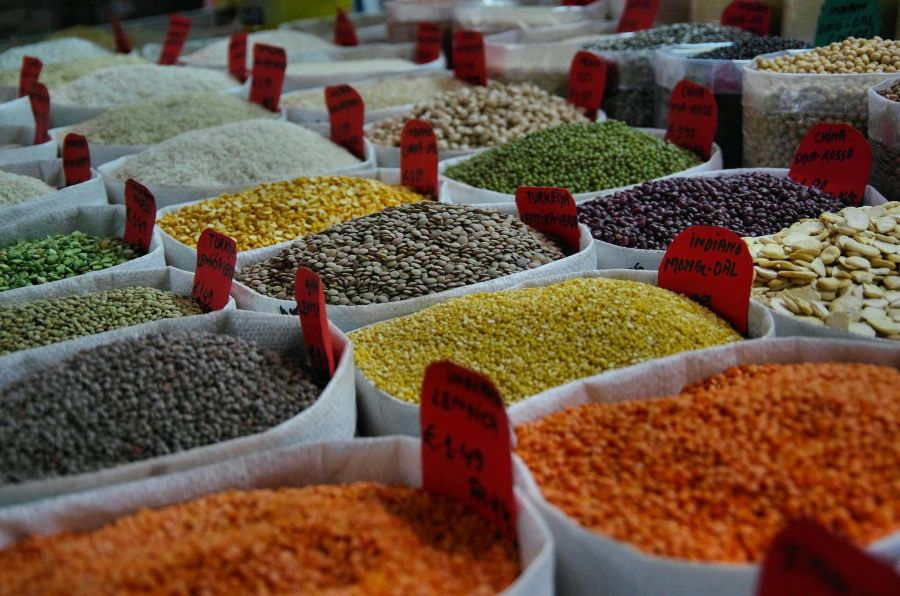 lentils and some other food items in a store