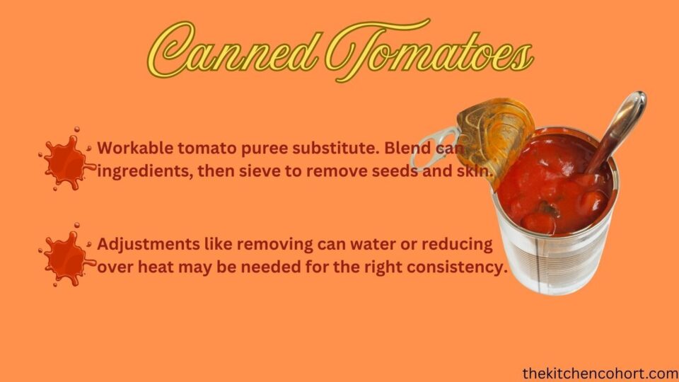 canned tomatoes can work as substitutes for tomato puree