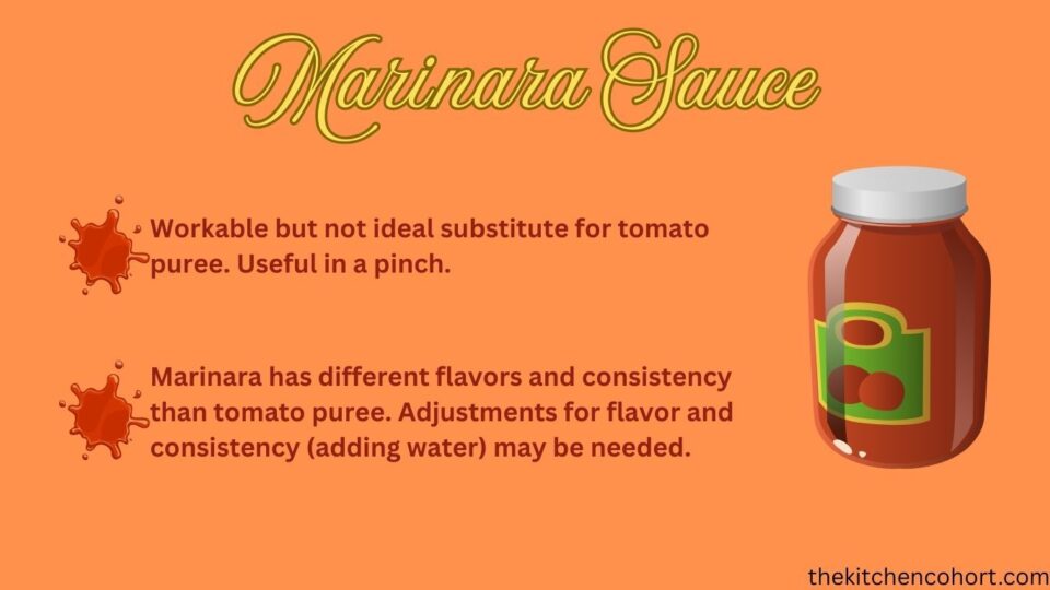 marinara sauce is a workable tomato puree substitute