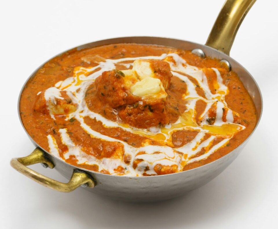 butter chicken in a pan